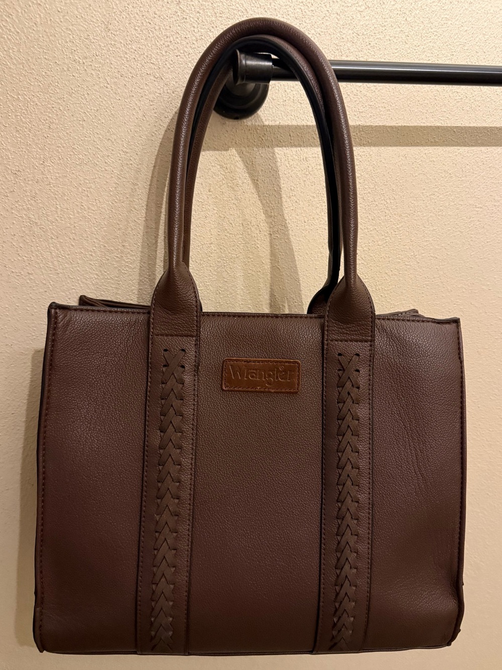 Wrangler Dark Brown Braided-Trim Shoulder Bag